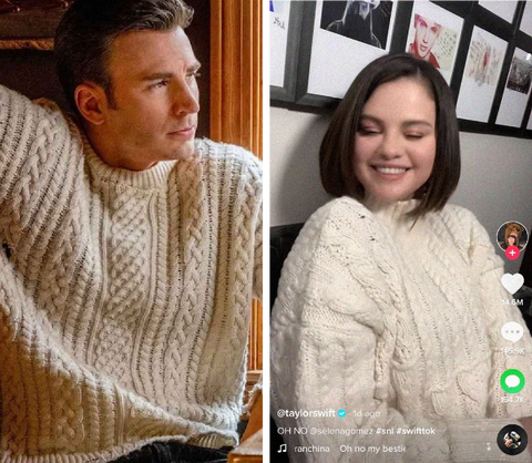 chris evans knives out sweater selena gomez