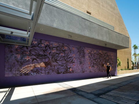 felipe baeza’s mural finding home in my own flesh adorns a palm springs wall as part of the desert x biennial