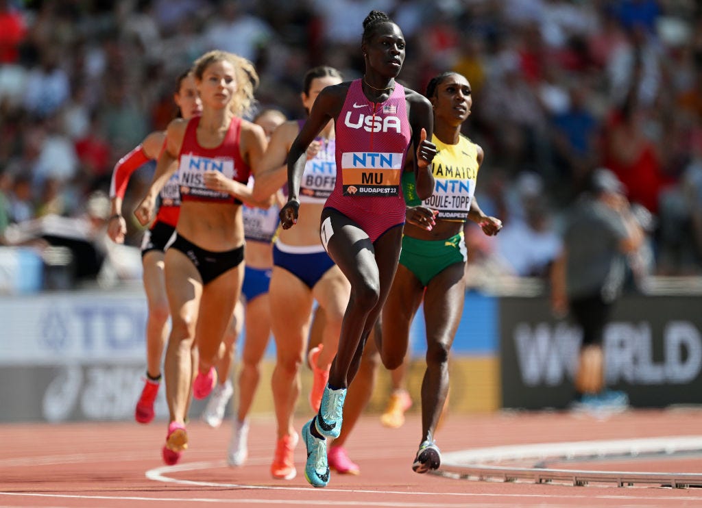 Athing Mu Advances to Worlds 800-Meter Semifinal in Bedazzled Blue Spikes