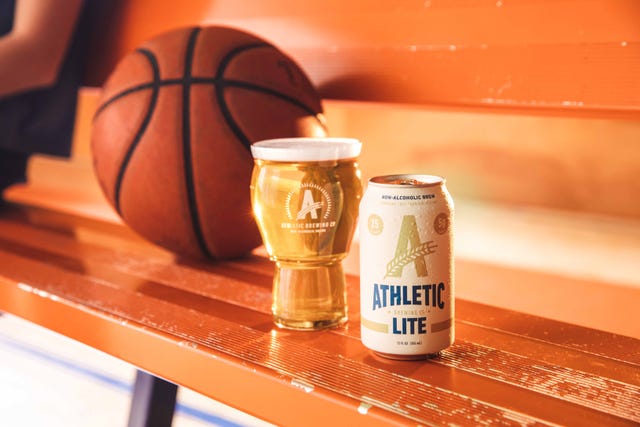 athletic lite beer next to basketball