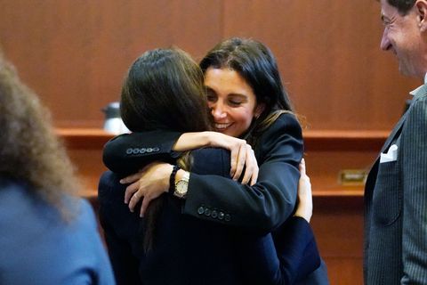 The hug between joelle rich and camille vasquez after depp's victory in the trial against amber heard in virginia