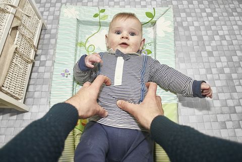 POV of child on a changing mat