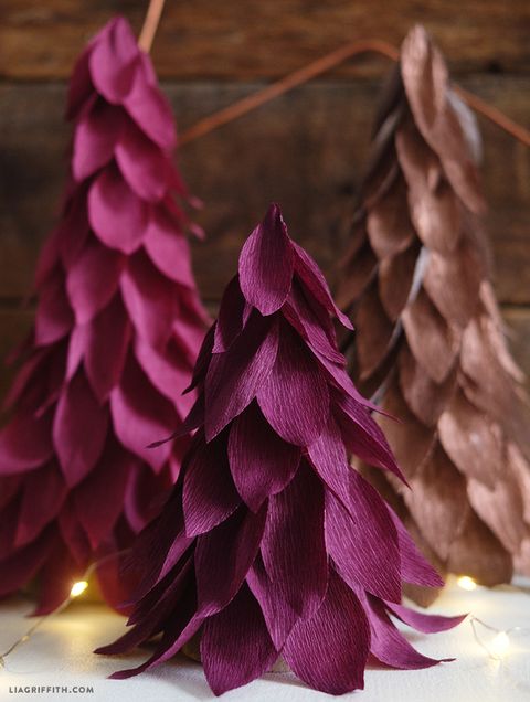 Purple Crepe Paper Christmas Tree Decorations