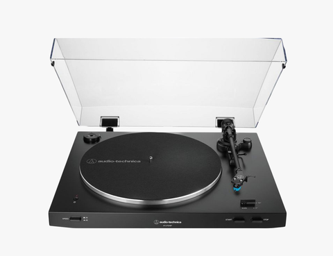 a black audiotechnica at lp3xbt turntable on a white background