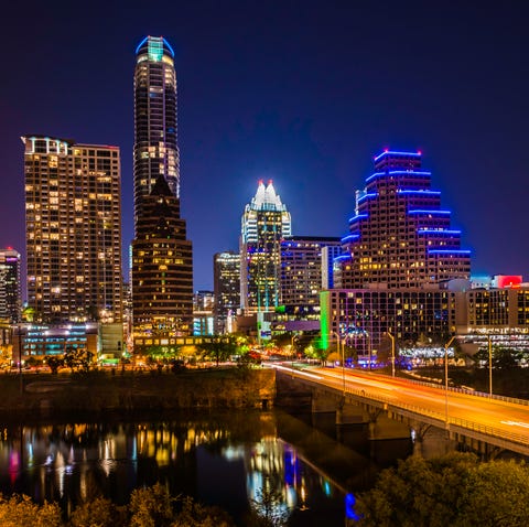 Austin Texas evening excitement cityscape, skyline, skyscrapers, Congress Avenue Bridge austin texas evening excitement cityscape, skyline, skyscrapers, congress avenue bridge