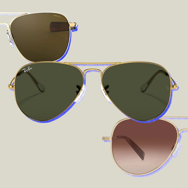 collage of three different aviator sunglasses