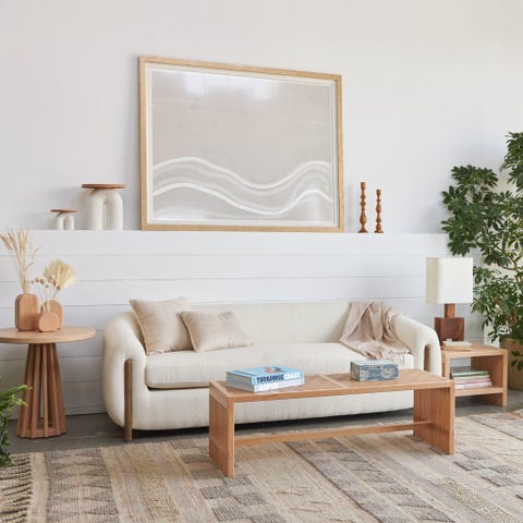 a living room with avocado wood furniture