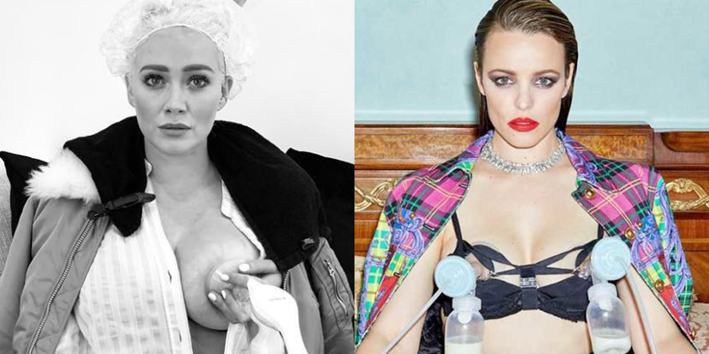 Hilary Duff Huge Lactating Breasts - Hilary Duff Recreates Rachel McAdams' Breast Pump Photo for ...