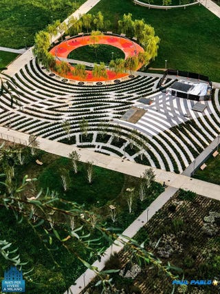 Biblioteca degli alberi fotografata dal Bosco verticale