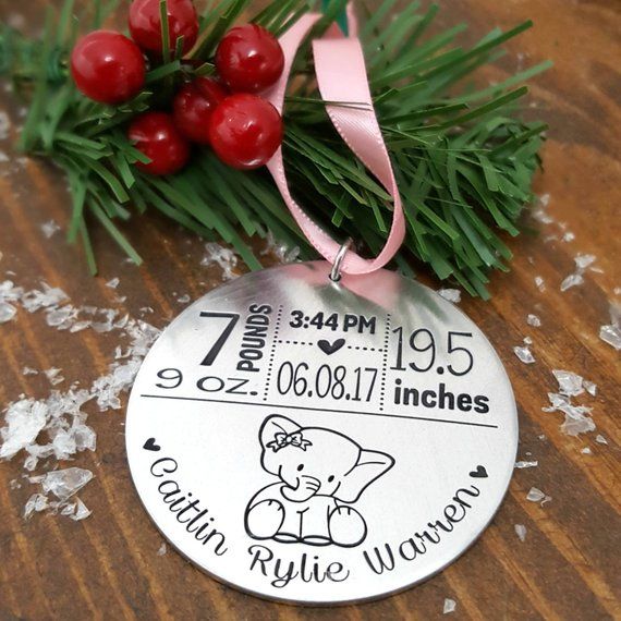 rustic baby's first christmas ornament