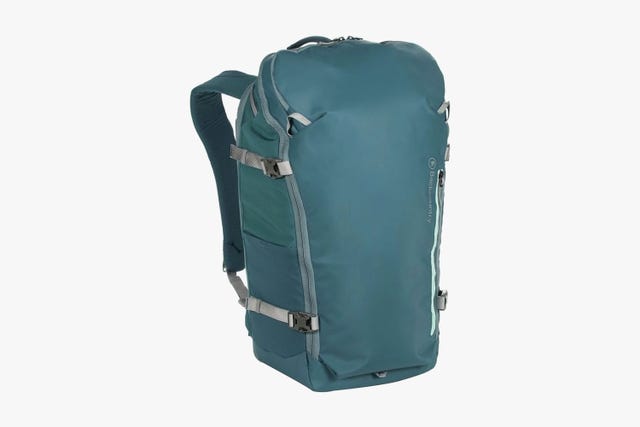 a blue travel backpack