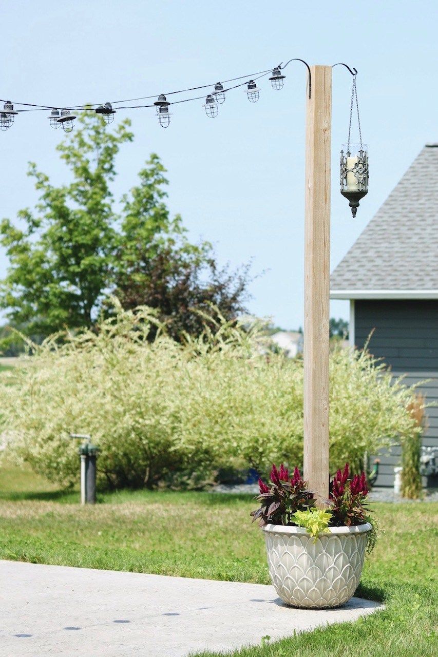 How To Hang Outdoor String Lights, Outdoor String Light Pole For Deck