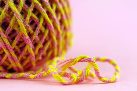 Ball of Pink and Yellow String, Extreme Close-Up