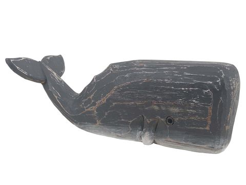 ballena hecha de madera color gris