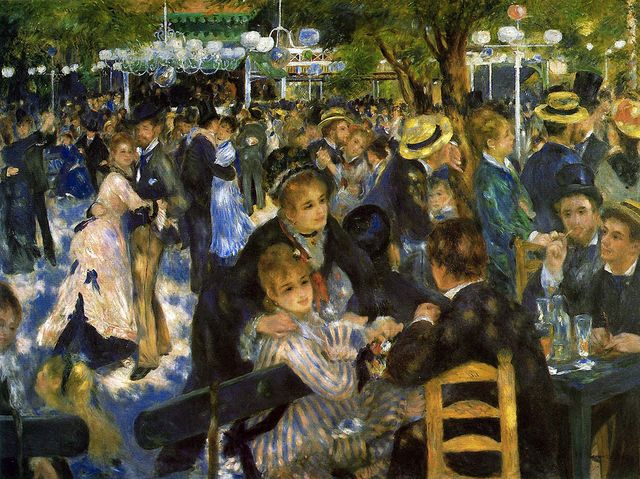 ibal du moulin de la galettei commonly known as dance at le moulin de la galette is an 1876 painting by french artist pierre auguste renoir it is housed at the musŽe dorsay in paris and is one of impressionisms most celebrated masterpieces the painting depicts a typical sunday afternoon at moulin de la galette in the district of montmartre in paris in the late 19th century, working class parisians would dress up and spend time there dancing, drinking, and eating galettes into the evening like other works of renoirs early maturity, ibal du moulin de la galettei is a typically impressionist snapshot of real life it shows a richness of form, a fluidity of brush stroke, and a flickering light from 1879 to 1894 the painting was in the collection of the french painter gustave caillebotte when he died it became the property of the french republic as payment for death duties from 1896 to 1929 the painting hung in the musŽe du luxembourg in paris from 1929 it hung in the musŽe du louvre until it was transferred to the musŽe dorsay in 1986 photo by pictures from historyuniversal images group via getty images