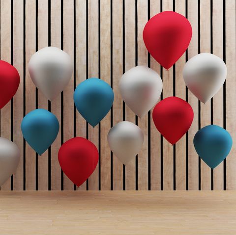 balloons with wooden room in 3D render image