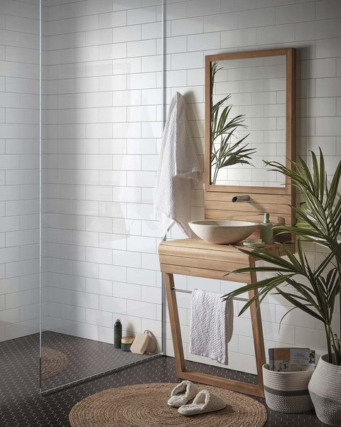 estilo japandi baño de la colección kuveni, mueble de lavabo de madera