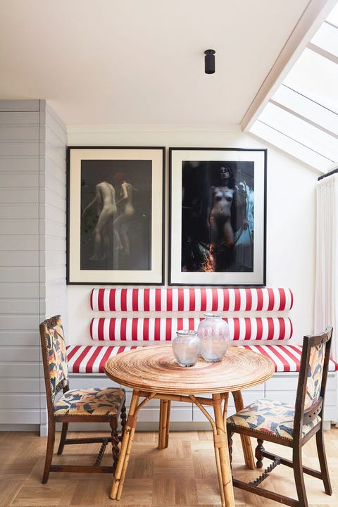 modern dining room with upholstered nook