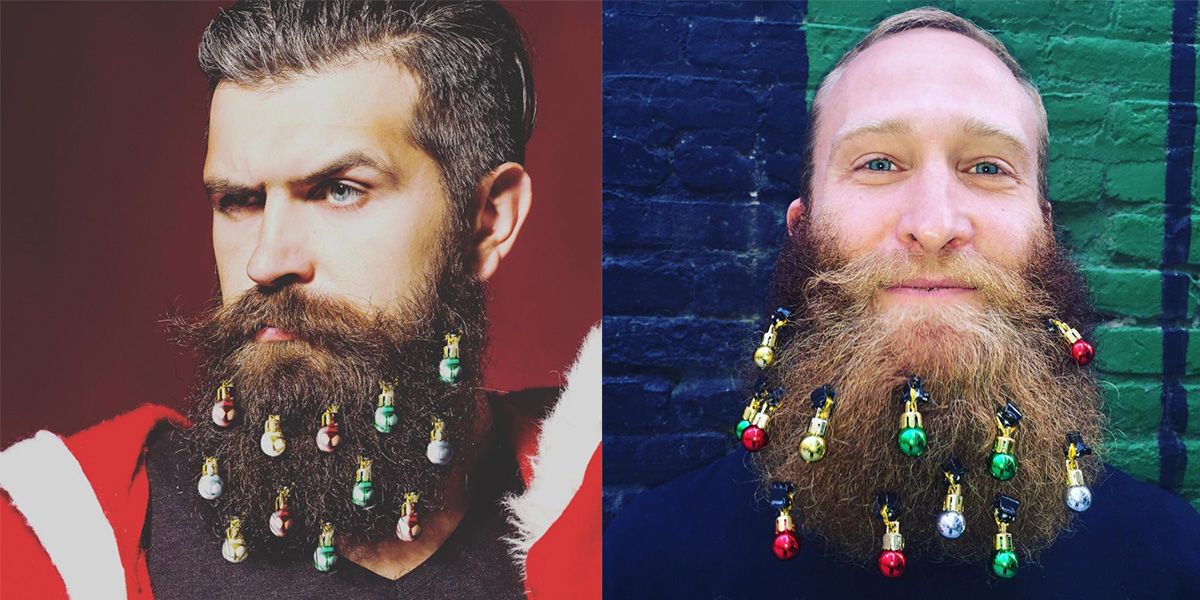 24 palline di Natale palline colorate per capelli natalizi per uomo nello spirito delle vacanze 12 campane Forart Decorazioni per barba mini baffi facili da attaccare 
