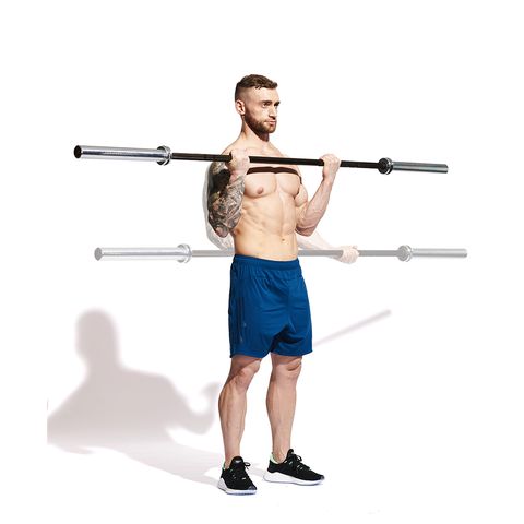 barbell, shoulder, exercise equipment, free weight bar, arm, strength training, joint, standing, muscle, physical fitness,