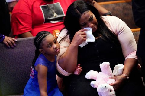 houston, texas   june 09 roxie washington r and gianna floyd, daughter of george floyd, attend the funeral service in the chapel at the fountain of praise church june 9, 2020 in houston, texas george floyd died may 25 while in minneapolis police custody, sparking nationwide protests  photo by david j phillip poolgetty images