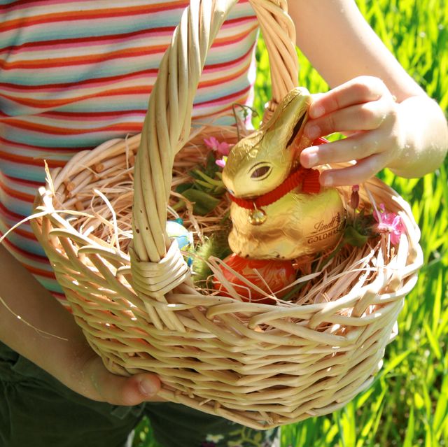 basket with bunny and easter eggs
