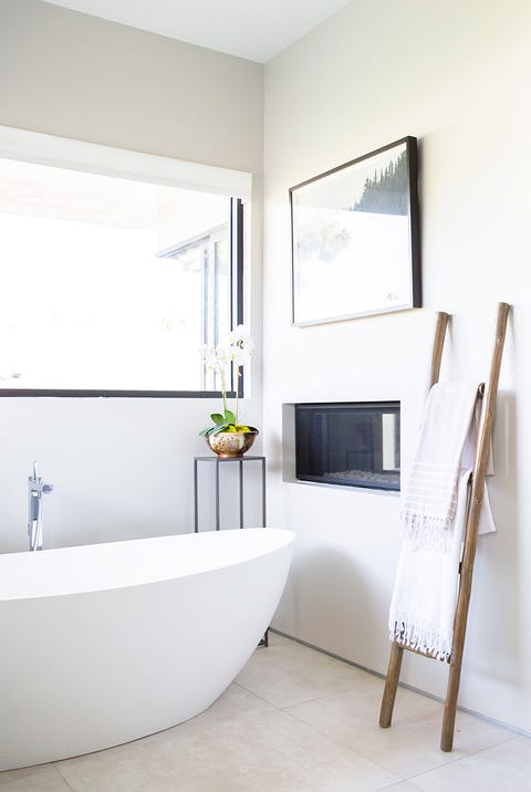 bathroom with gas fireplace