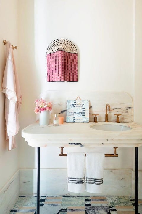 pale pink marble bathroom