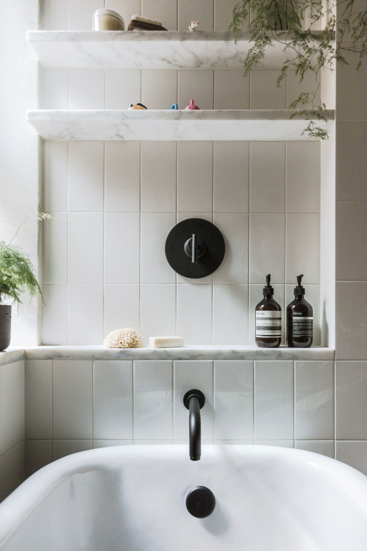 bathroom in wall shelves