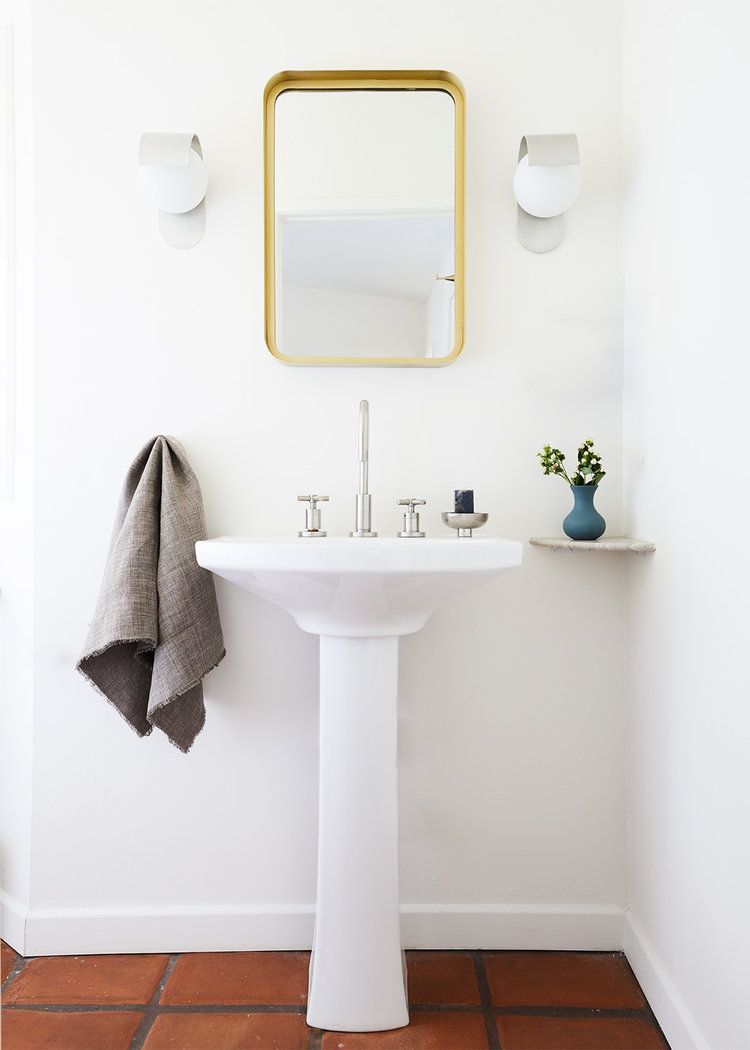 small white bathroom shelf