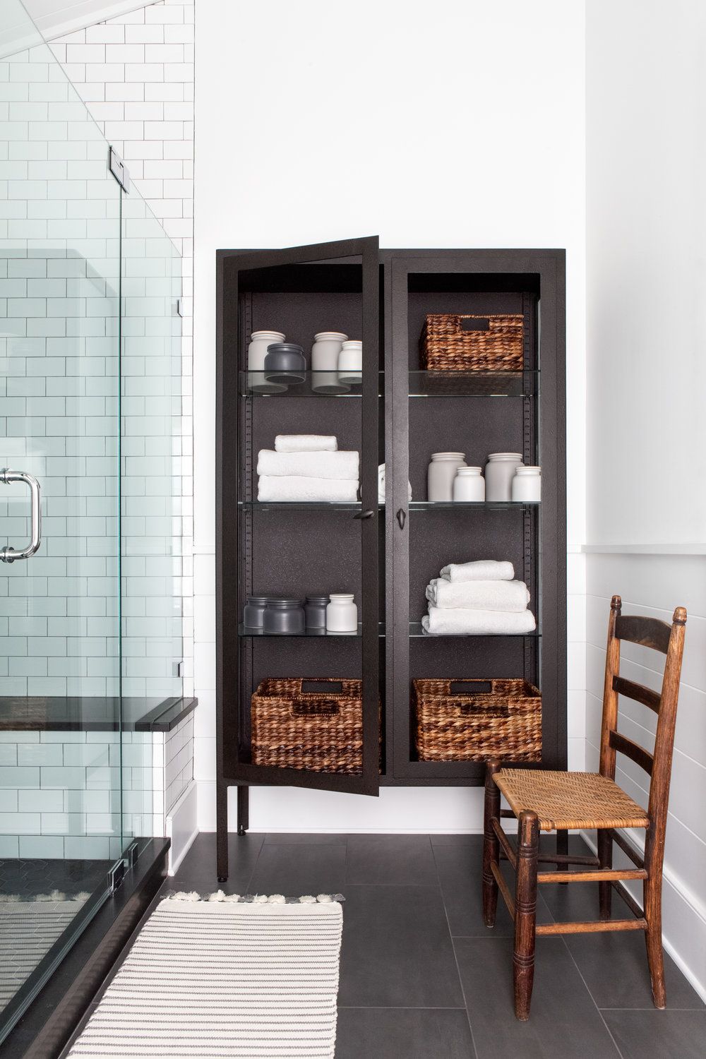 bathroom shelves and storage