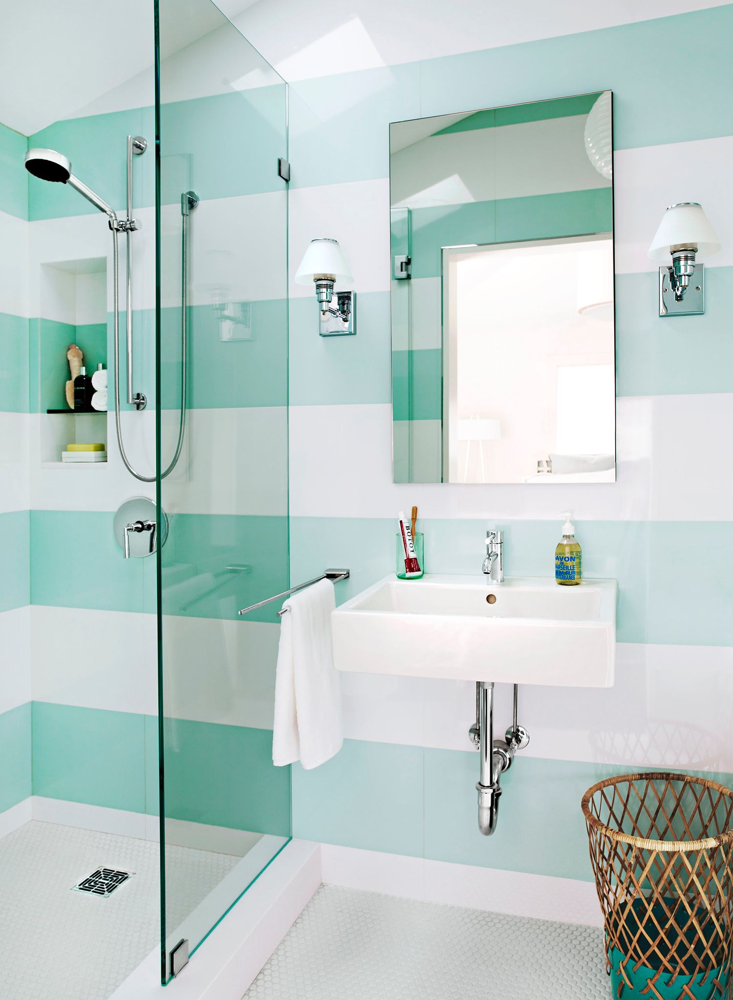 Bathroom Tiles Designs : Bathroom Tile Ideas The Tile Shop - Bring the same bold style to your bathroom by creating a single statement wall with patterned tiles in a neutral hue.