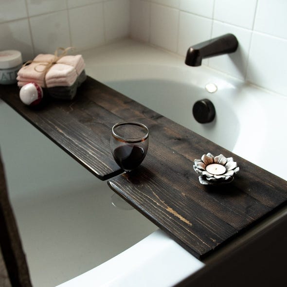 adjustable teak bathtub shelf