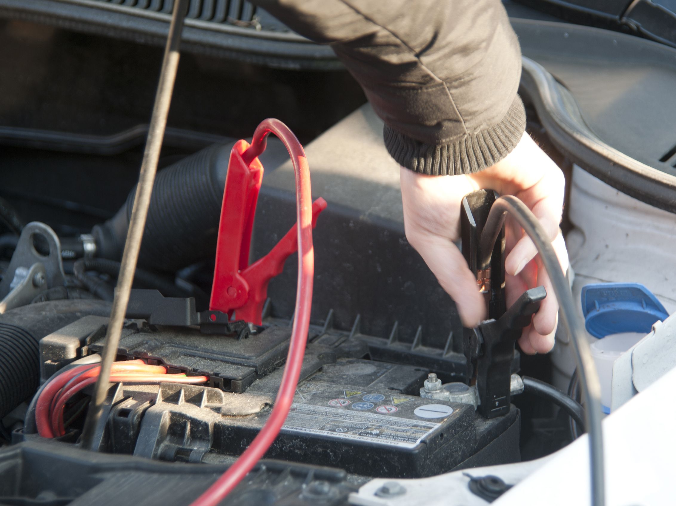 charging car battery in garage