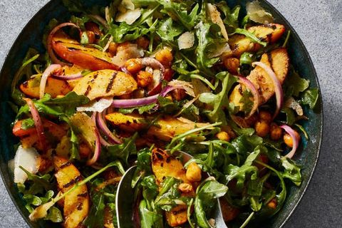 bbq chickpea and grilled nectarine salad