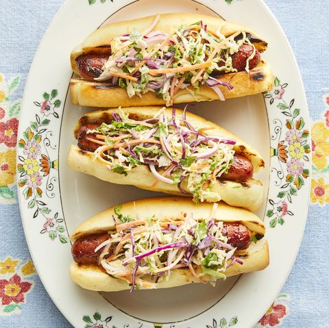 bbq hot dogs with cilantro slaw