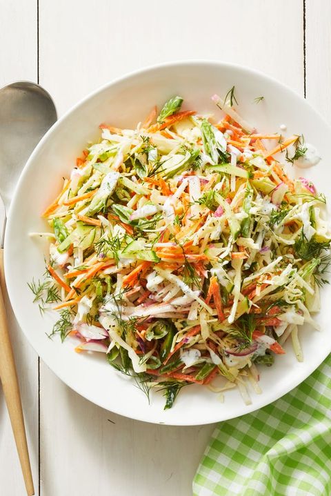 bbq salads ranch slaw on a white plate