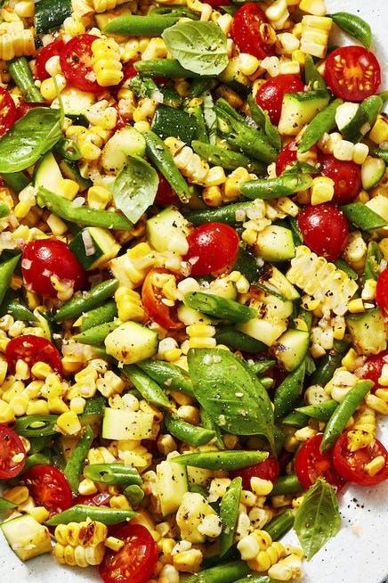 succotash salad with corn, tomatoes, and green beans