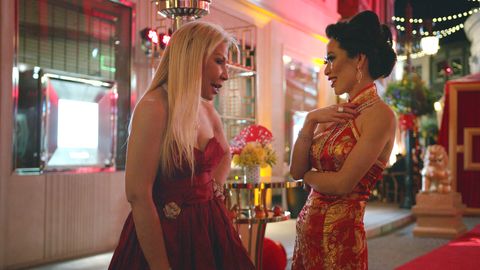 l r anna shay and christine chiu in episode 1 “necklacegate 90210” of bling empire season 1 c courtesy of netflix © 2021