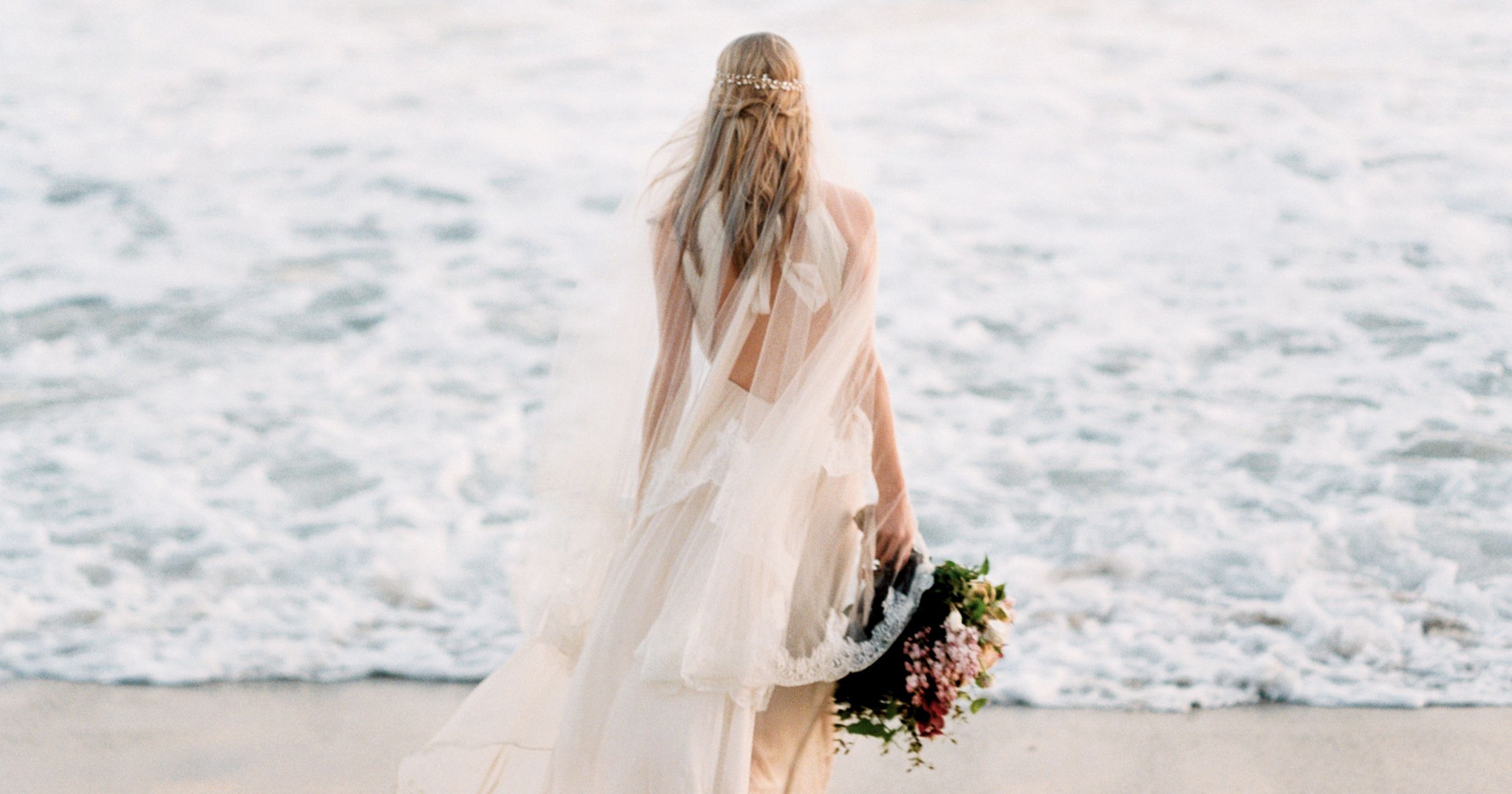 wedding dress in the beach