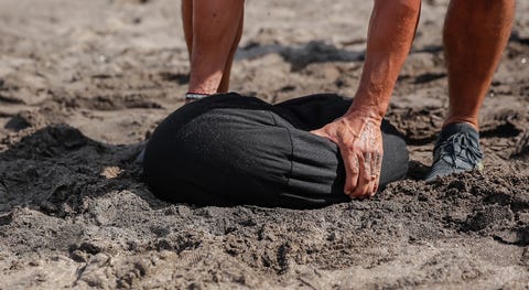 Beach workout with sandbag beach workout with sandbag