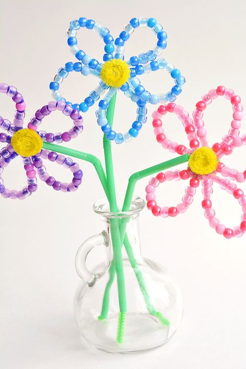 beaded pipecleaner flowers mother's day crafts