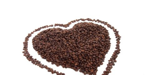 Coffee beans in the shape of a heart