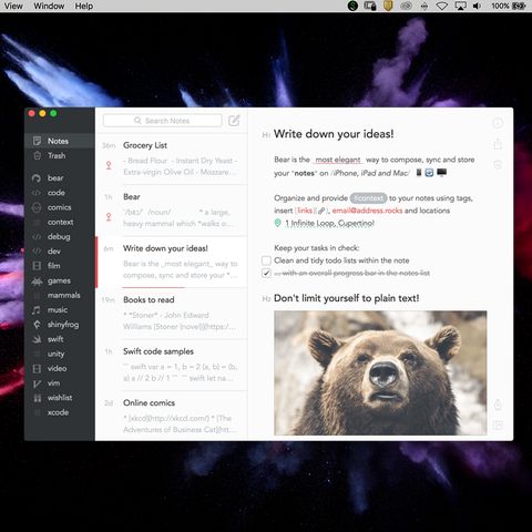 Bear for Writing and Note Taking