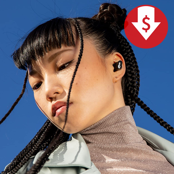beats headphones and woman wearing beats studio buds