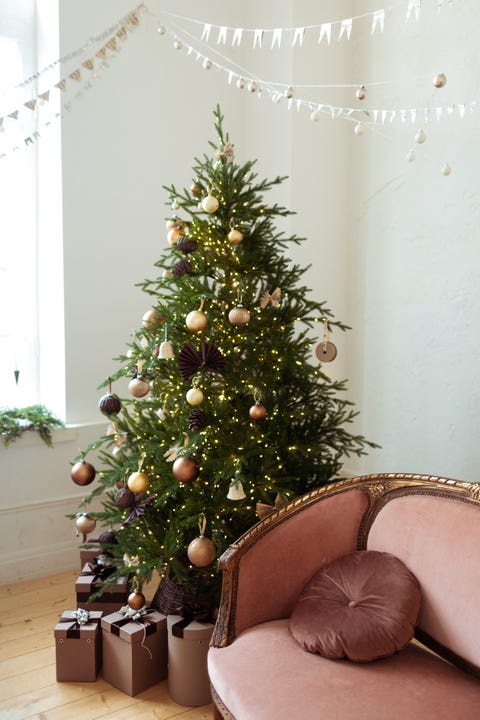 beautiful christmas decor of residential white room
