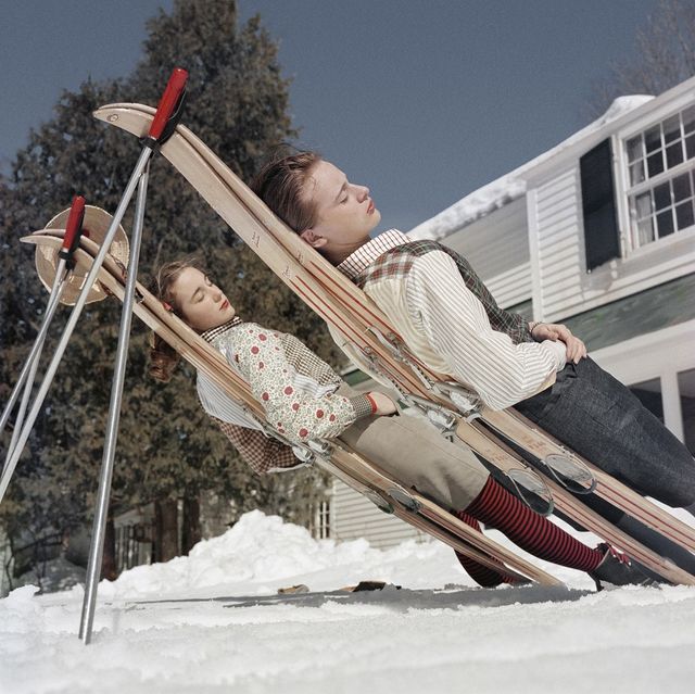 two women recline on improvised sunbeds in cranmore mountain, new hampshire, circa 1955 photo by slim aaronshulton archivegetty images