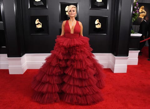 Bebe Rexha Wears Red Ball Gown To Grammys 19 Red Carpet