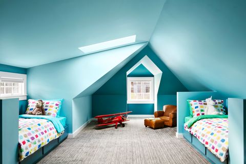 bedroom decorating ideas, teal monochrome bedroom