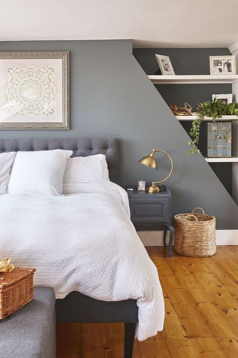 Bedroom Decor Ideas, Light Blue Bedroom Dark Furniture